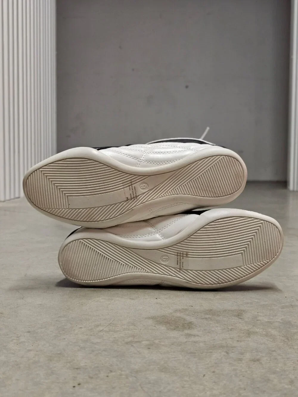 Quilted White Sneakers With Black Contrast Detailing Womens Casual Athletic Shoe